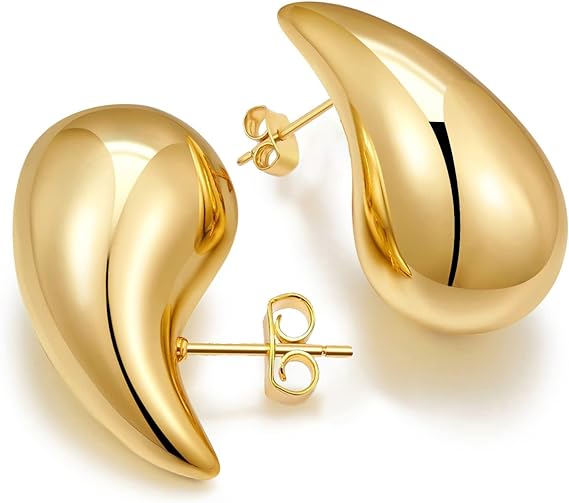 🩸Hot Sale 60% OFF - Chunky Gold Hoop Earrings for Women | Sterling Silver Post Lightweight Designer Dupe Earrings