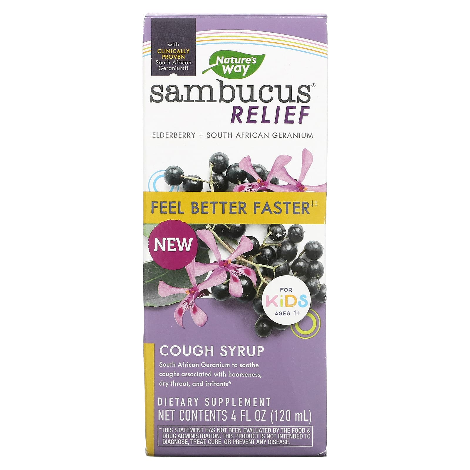 Nature's Way Sambucus Kids Cough Relief Gummies - Elderberry With Vitamin C & Zinc, 36 Count