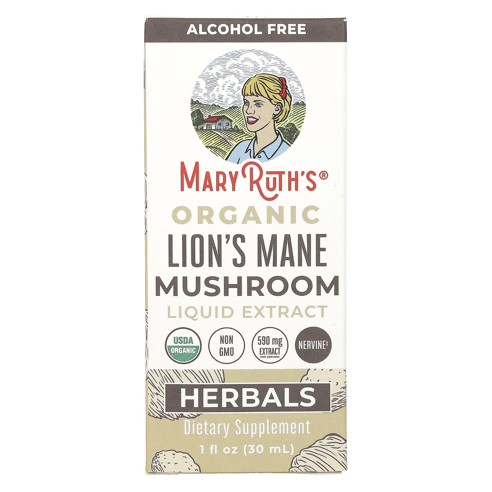Maryruth's, Organic Lion's Mane Mushroom Liquid Extract, Alcohol Free, 590 Mg, 1 Fl Oz (30 Ml)