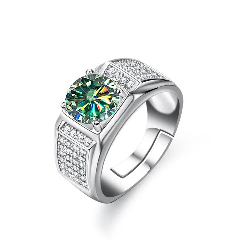 Men's 2 Carat Moissanite Engagement Ring In Silver