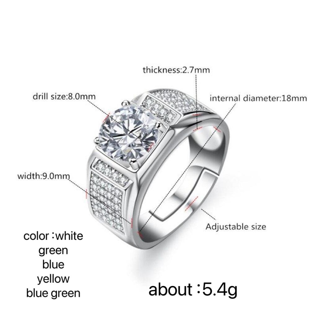Men's 2 Carat Moissanite Engagement Ring In Silver