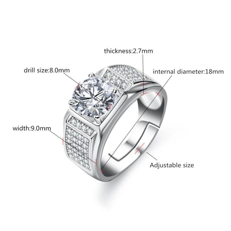 Men's 2 Carat Moissanite Engagement Ring In Silver