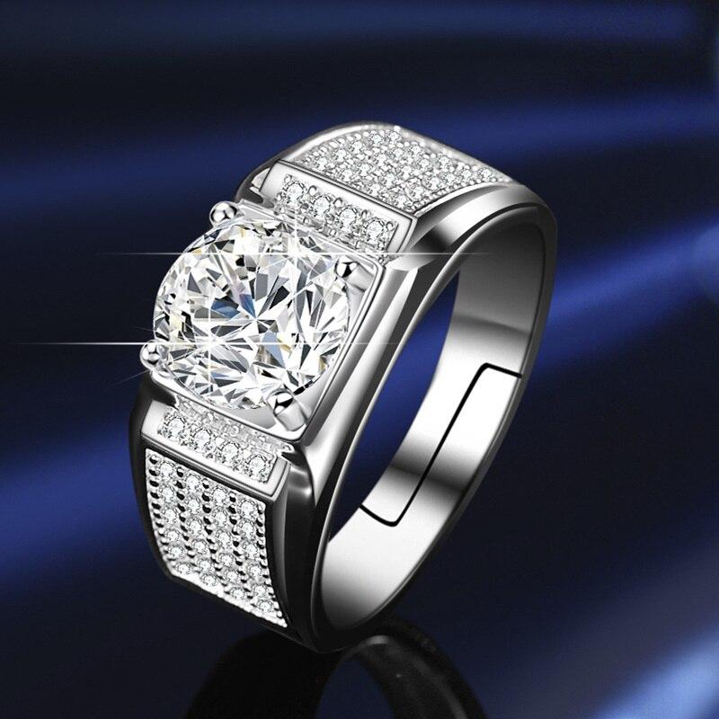 Men's 2 Carat Moissanite Engagement Ring In Silver