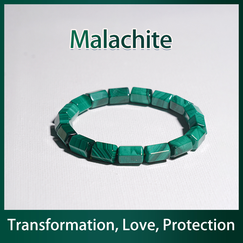 (Hexagonal Prism) Malachite Bracelet Crystal Healing Bracelet for Positive Change, Opportunity, Protection, Love