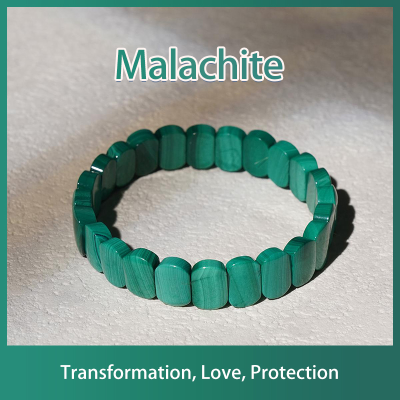 (Oval) Malachite Soft Bangle Crystal Bracelets - Positive Change, Protection, Love