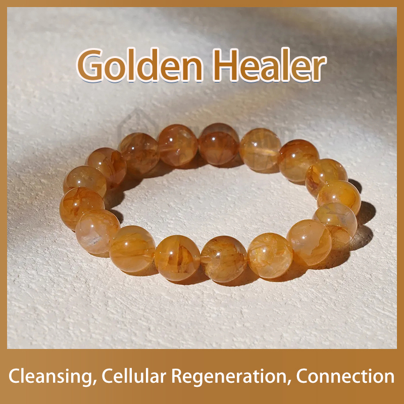 HighlandCrystal Golden Healer Crystal Stone Stretch Bracelet Healing Crystal Souvenir Bracelet - Cleansing, Cellular Regeneration, Connection