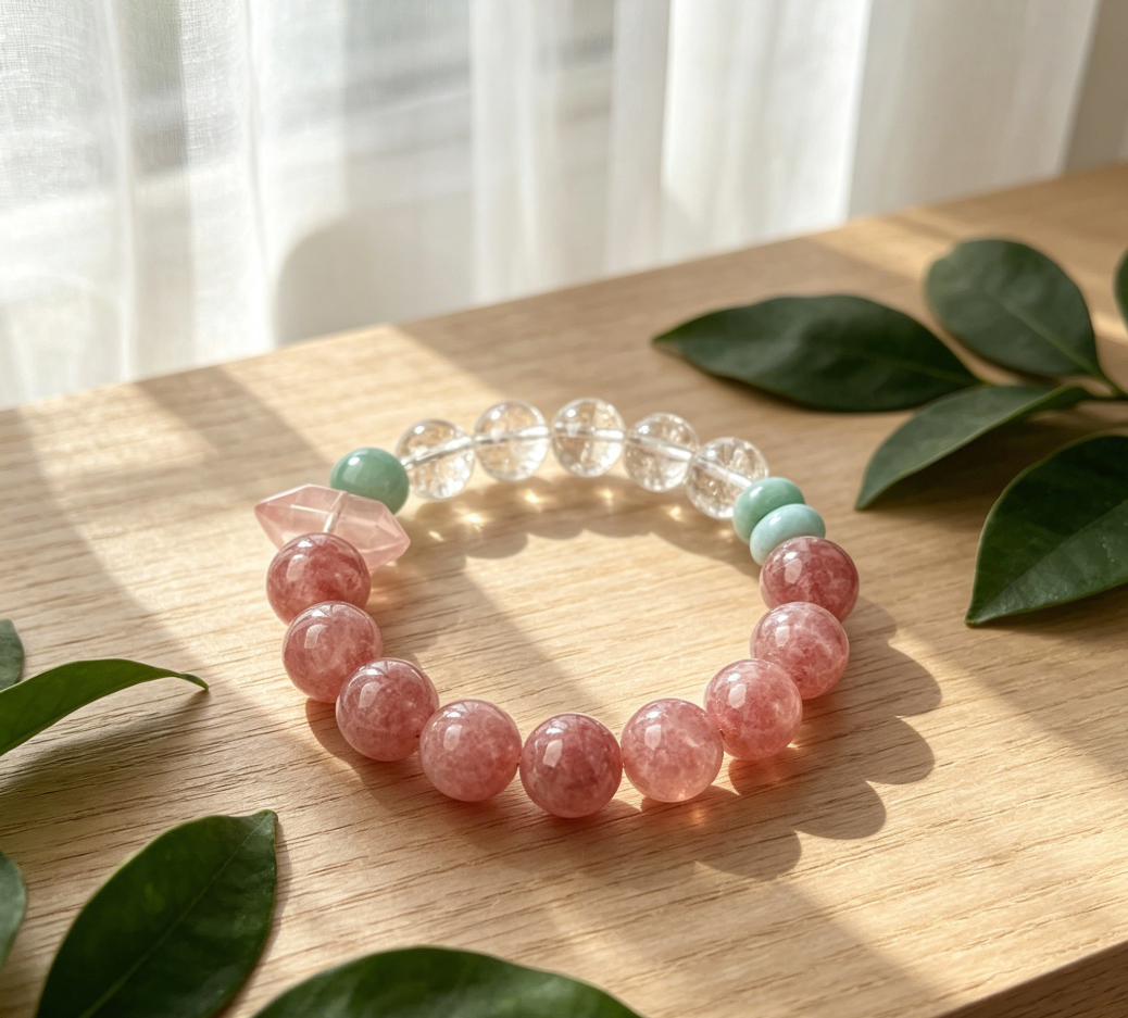 Rose Tide Rose Quartz, Clear Quartz & Larimar Bracelet