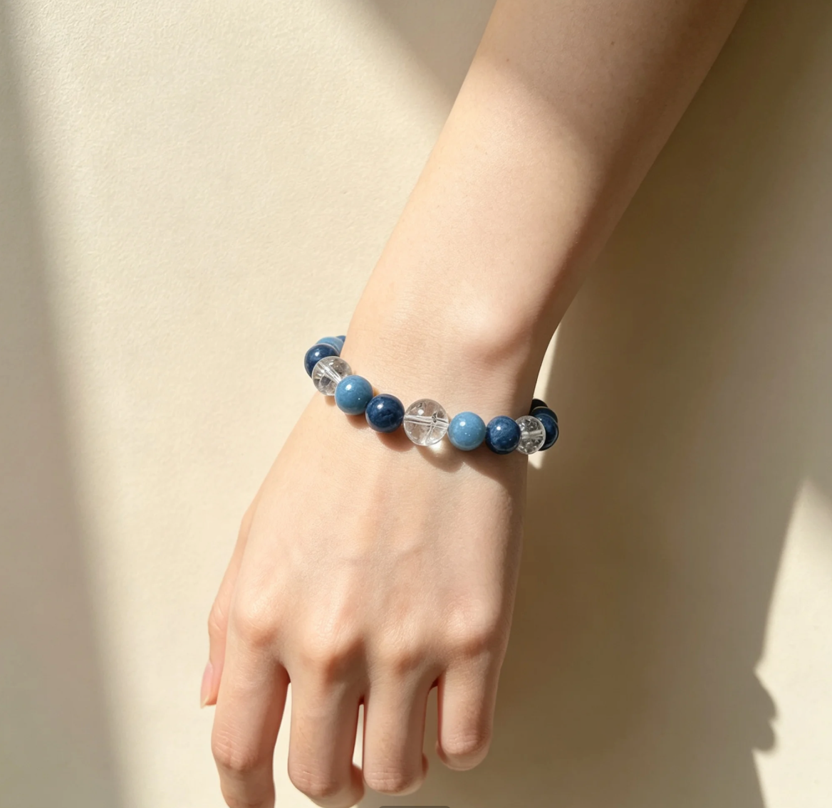 Sea Salt Sky Blue Kyanite, Blue Opal & Clear Quartz Bracelet