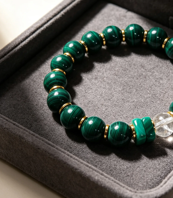 Metropolitan Green Malachite, Citrine & Clear Quartz Bracelet
