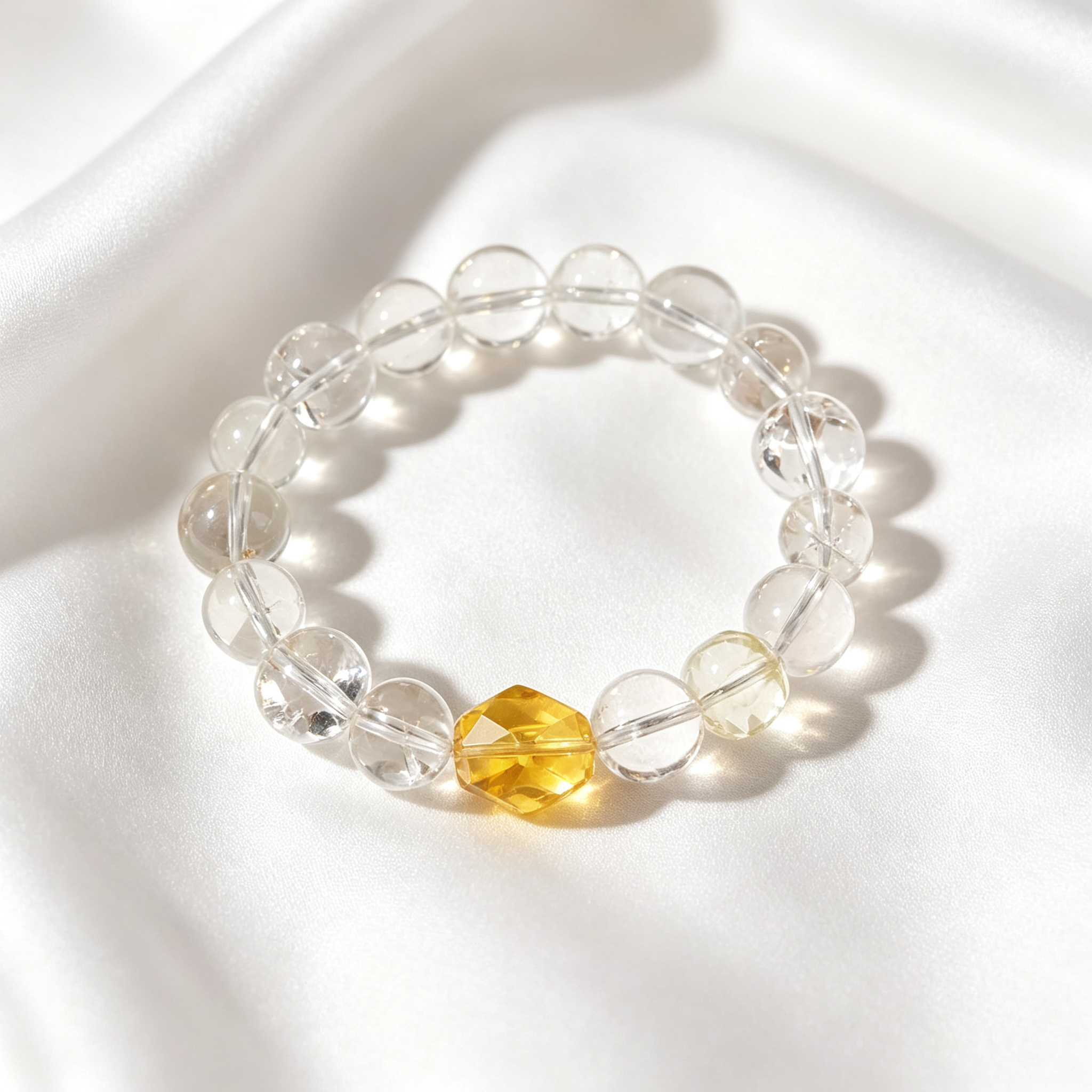 Sunlit Clarity Citrine & Clear Quartz Bracelet