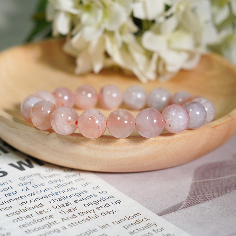 Pink Lace Agate Healing Crystal Energy Souvenir Bracelet - Inner Peace,Calming and Soothing