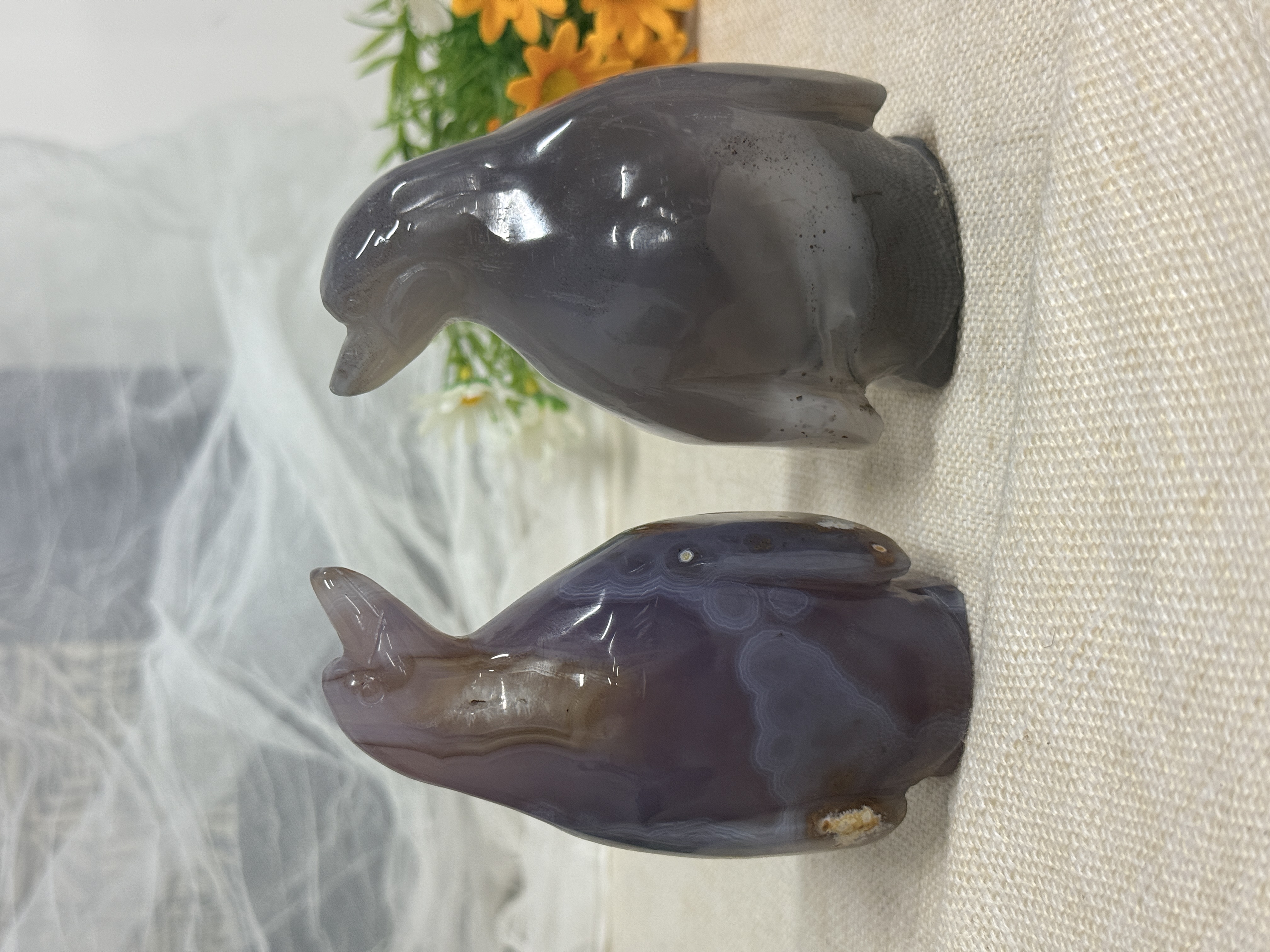 Natural Druzy Agate Penguin – Hand-Carved Crystal Animal Figurine