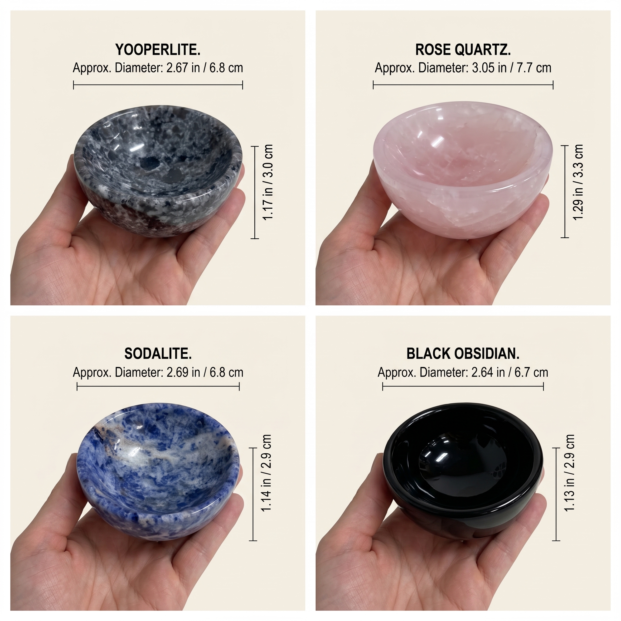 Handmade Gemstone Trinket Bowl – Yooperlite, Rose Quartz, Sodalite or Black Obsidian