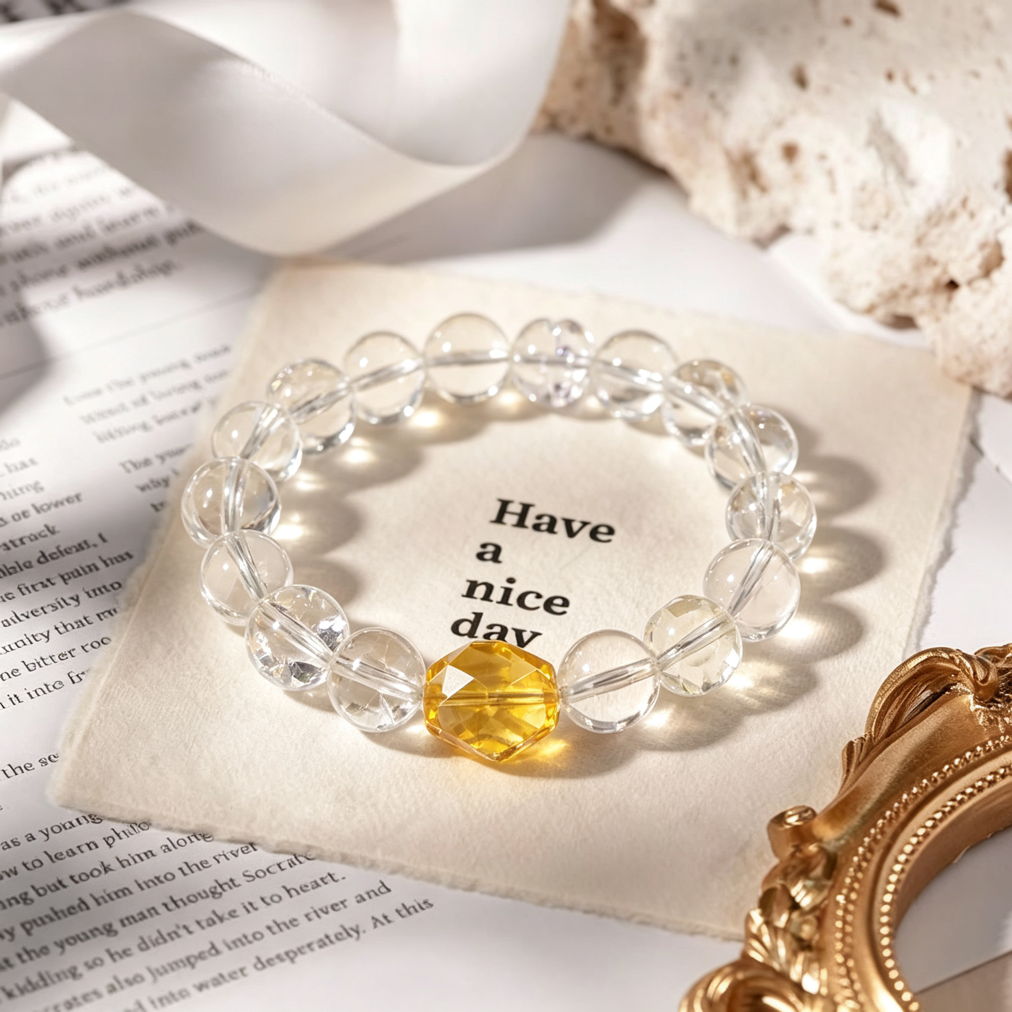 Sunlit Clarity Citrine & Clear Quartz Bracelet