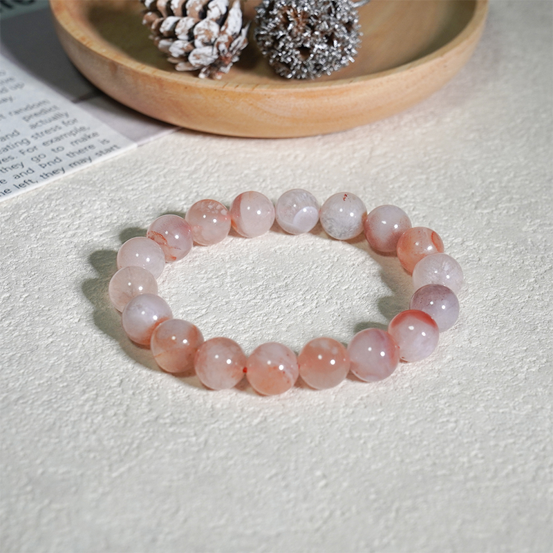 Pink Lace Agate Healing Crystal Energy Souvenir Bracelet - Inner Peace,Calming and Soothing