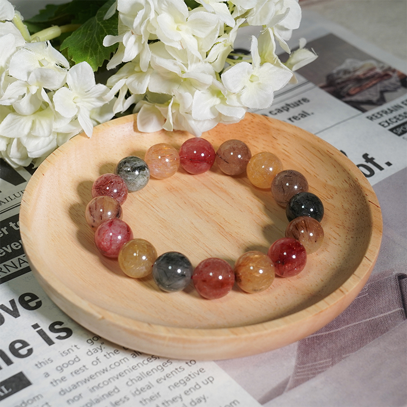 HighlandCrystal Rabbit Hair Quartz Crystal Bracelets- Illuminating, Soothing, Energizing