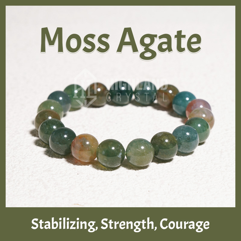 Moss Agate Crystal Bracelets -  Stabilizing Strength Courage