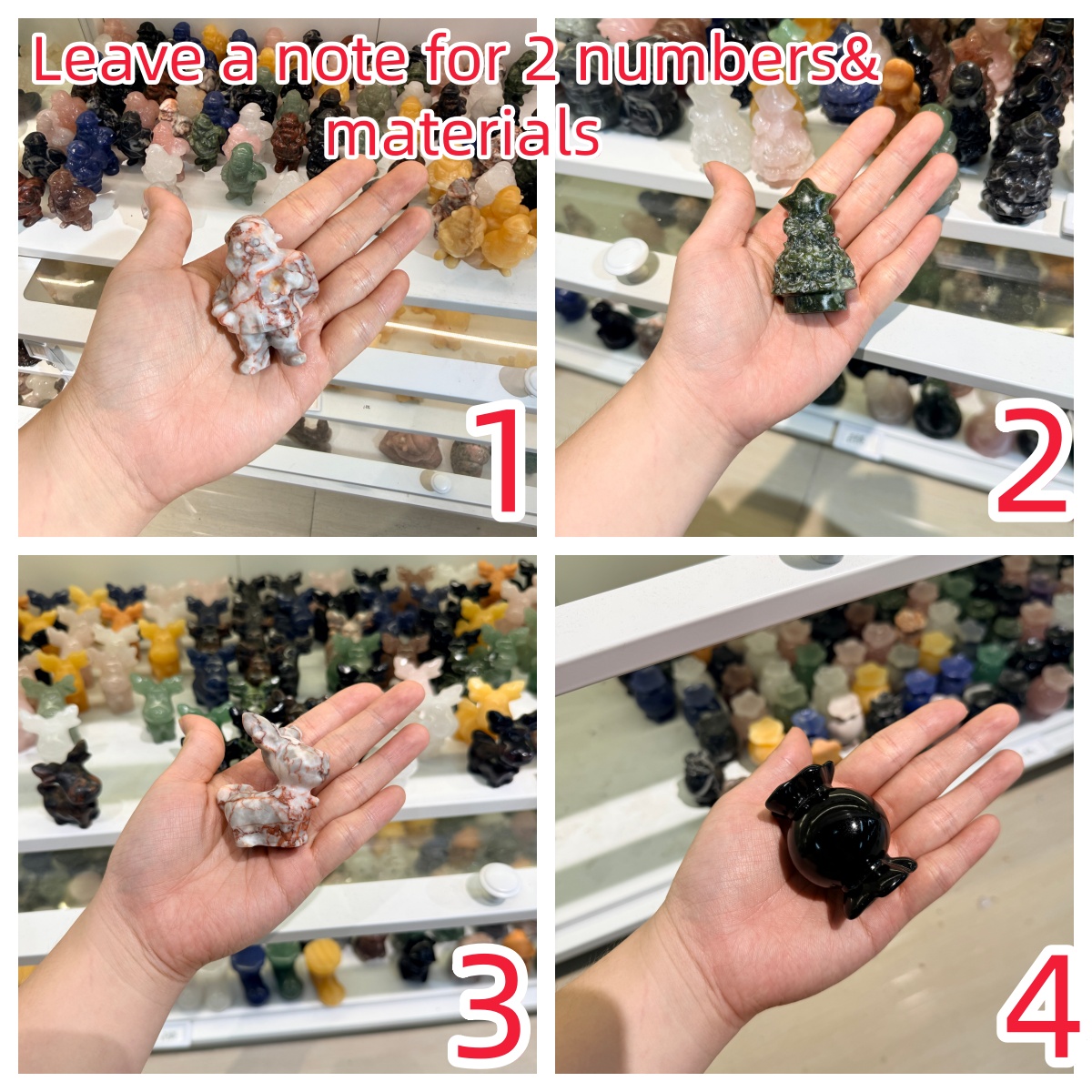 Gemstone Christmas Tree Figurine – 9 Machine-Carved Stone Options-2.2inch