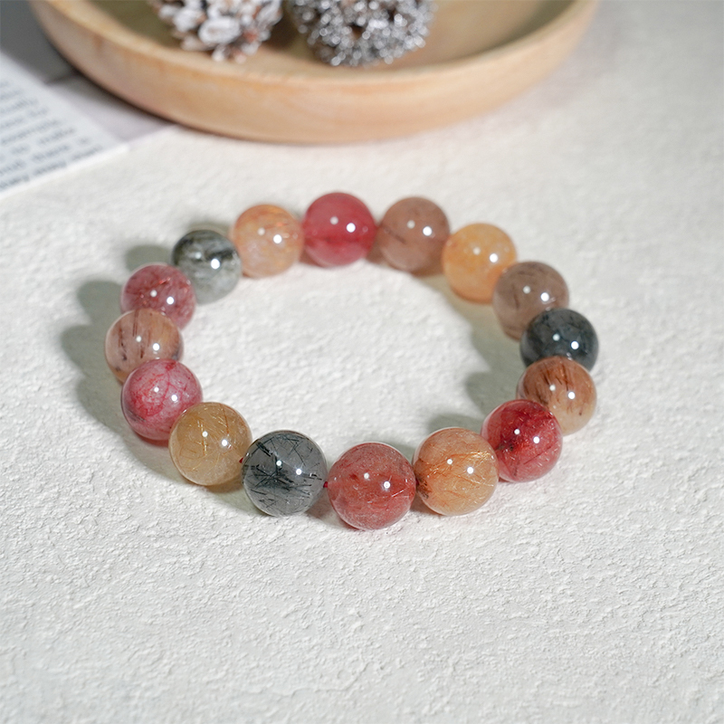 HighlandCrystal Rabbit Hair Quartz Crystal Bracelets- Illuminating, Soothing, Energizing