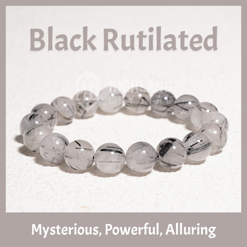 Black rutilated Bracelets 8mm 9mm 11mm