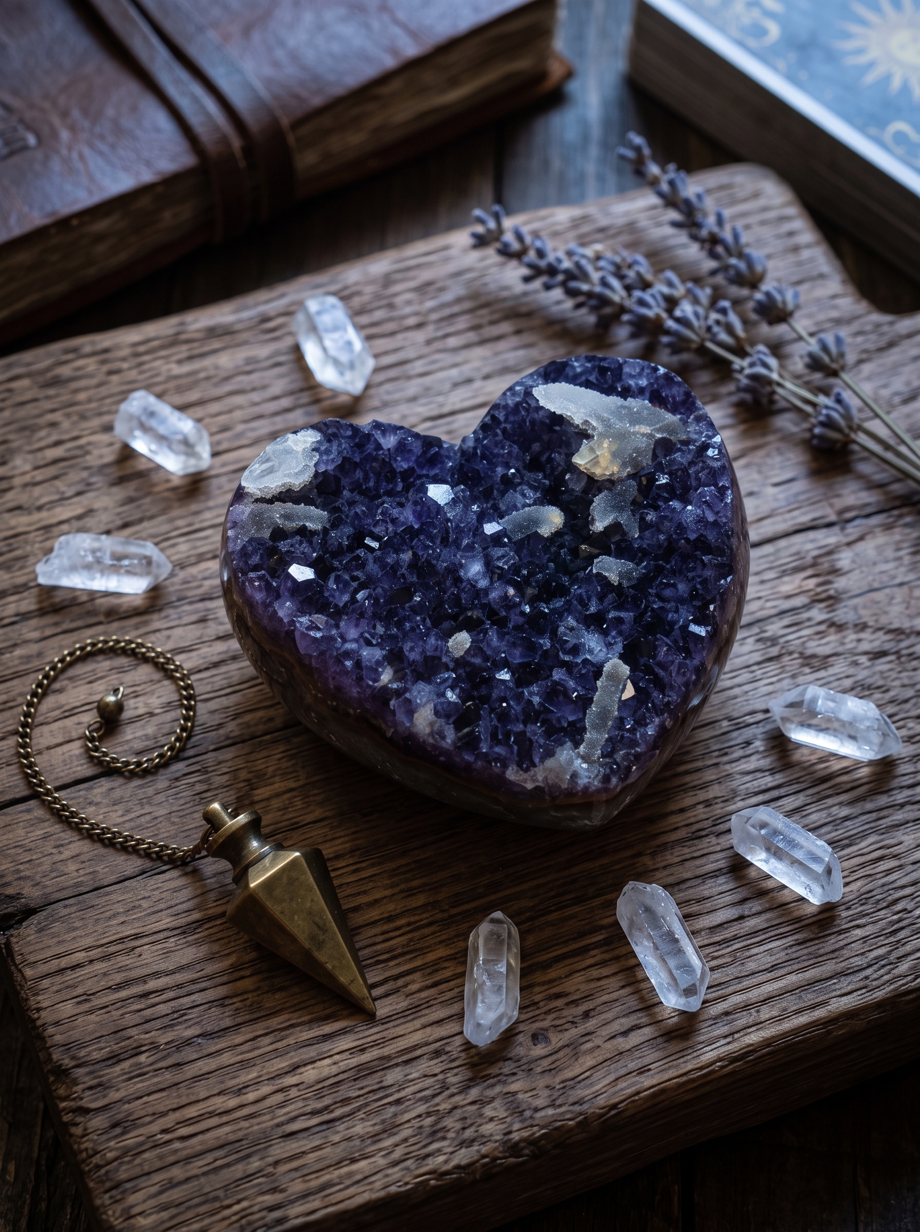 Natural Amethyst Heart Cluster – Hand-Polished Purple Crystal Decor