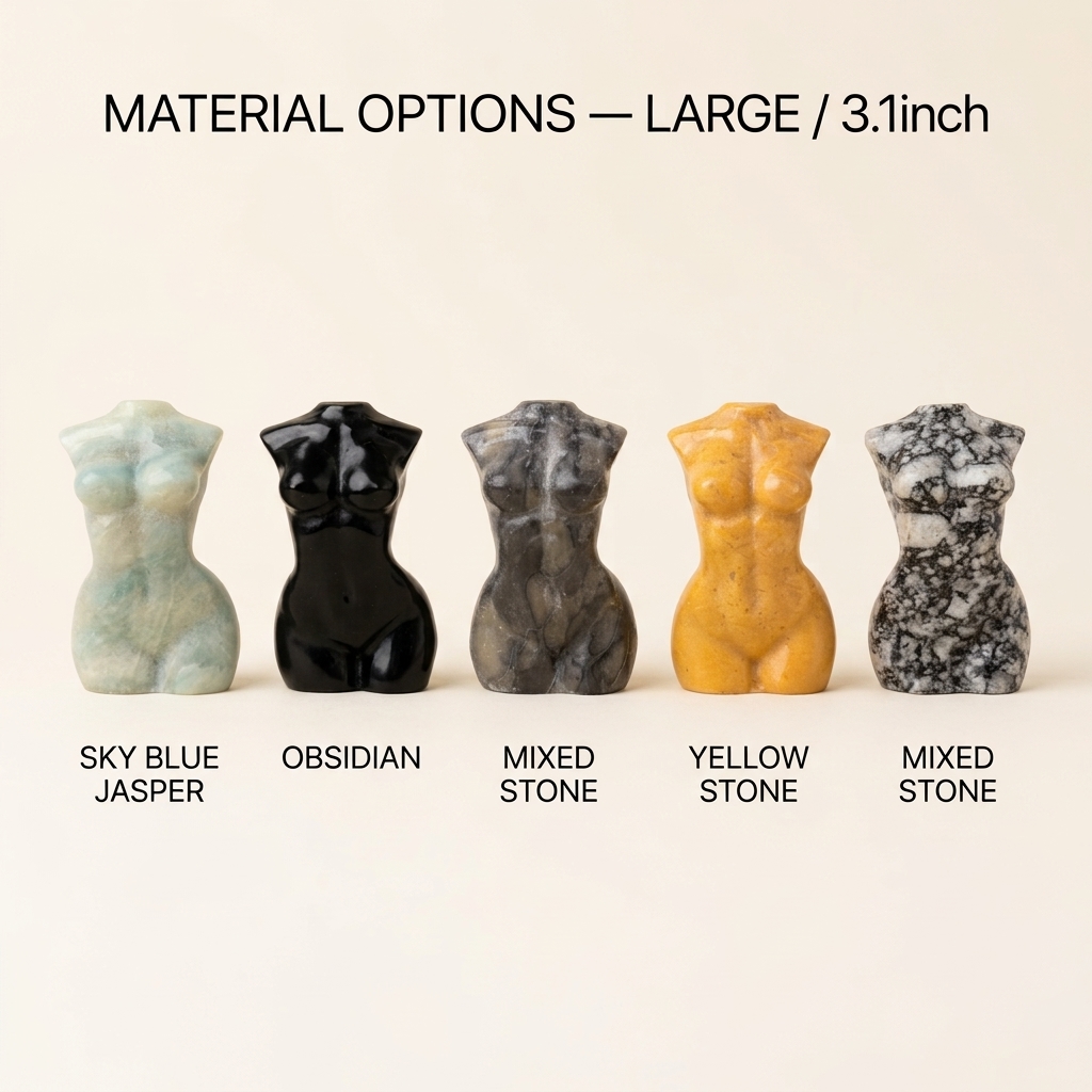 Gemstone Female Body Figurine – Large or Small Machine-Carved Goddess Torso Decor