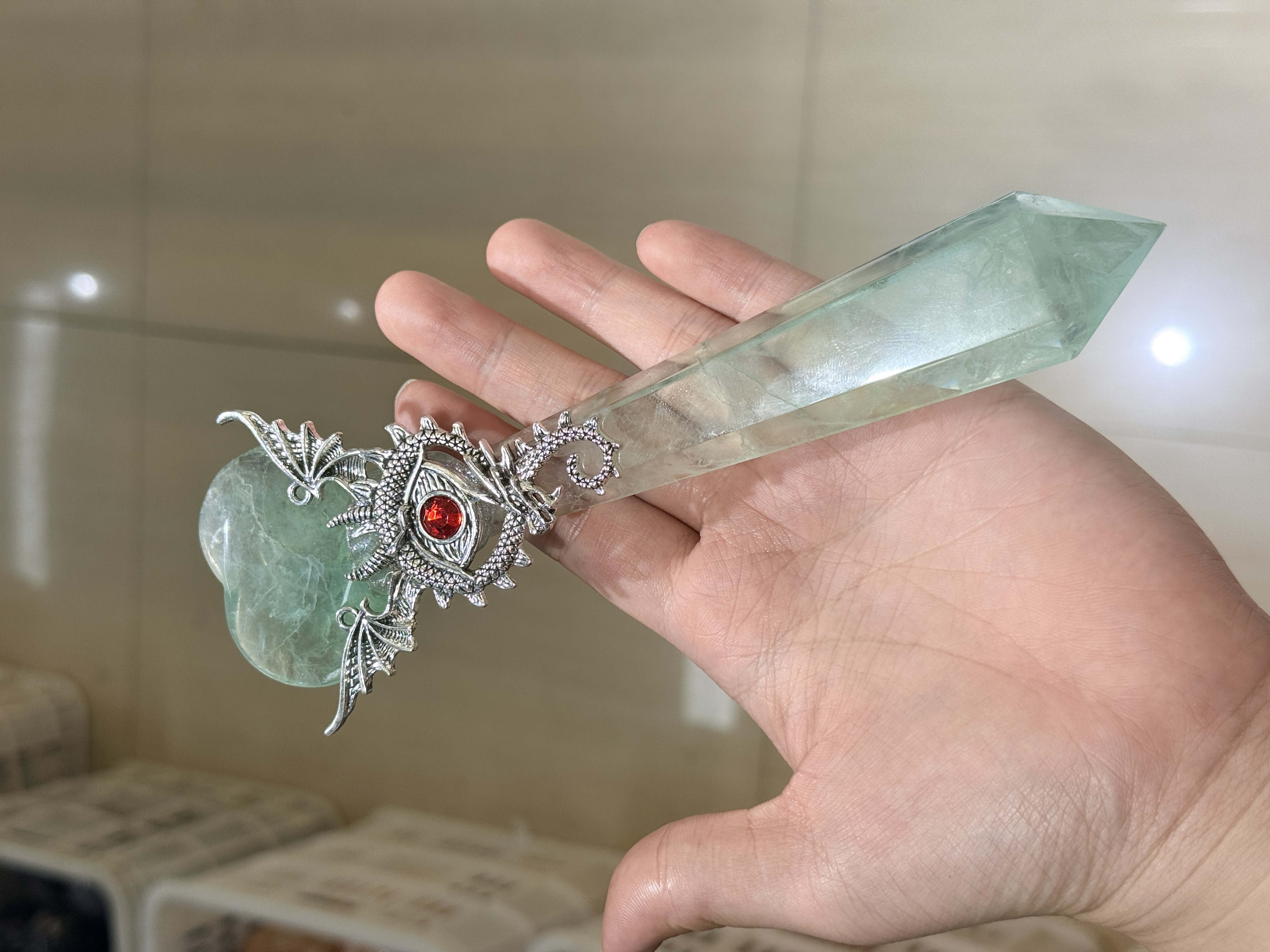 Mixed Gemstone Crystal Wand – Hand-Assembled Tower Point or Wand Handle Scepter