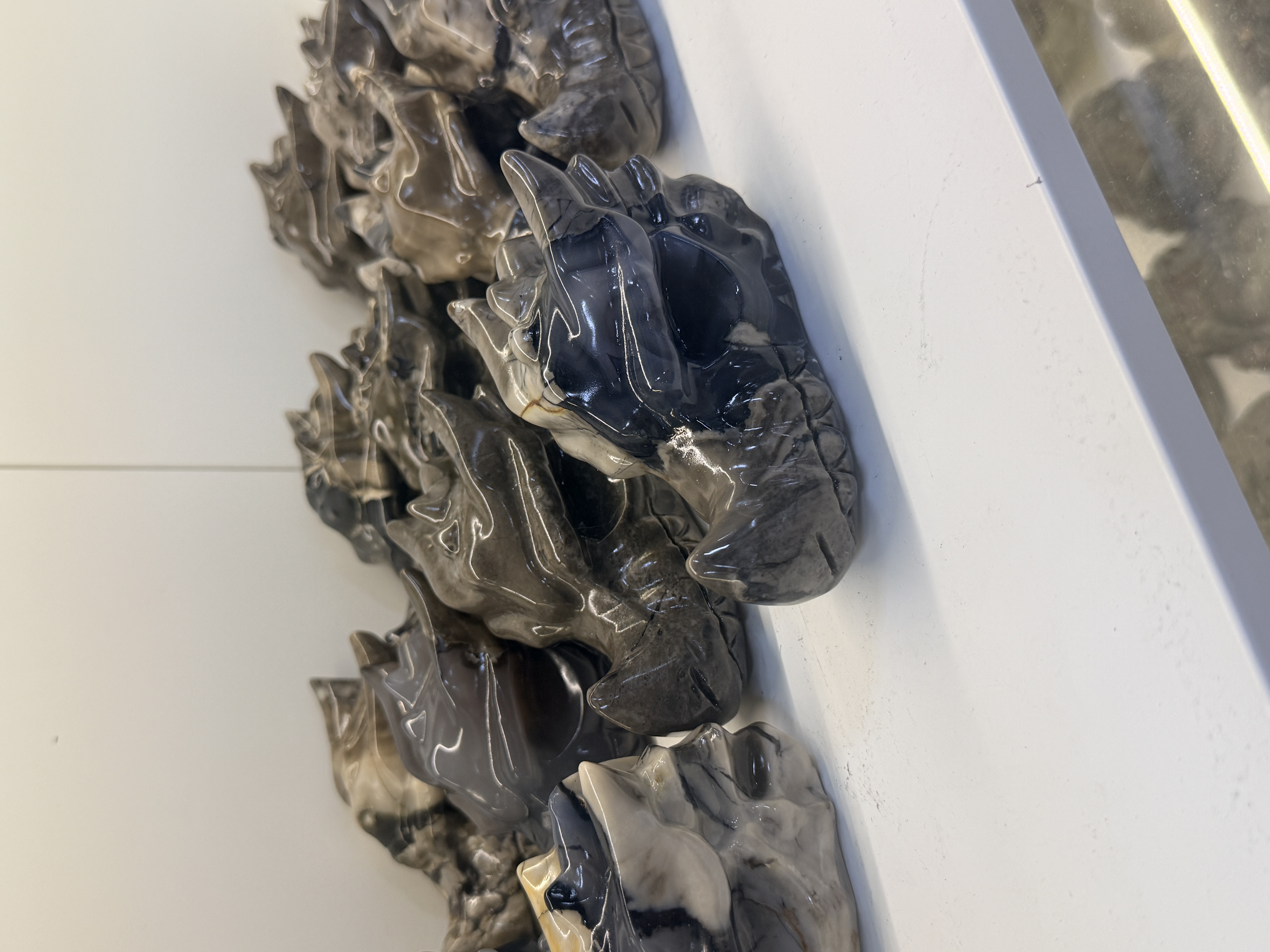Hand-Carved Gemstone Dragon Head – Moss Agate, Rose Quartz or Volcano Agate Fantasy Decor