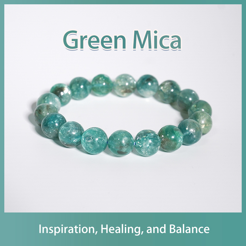 Green Mica Healing Crystal Energy Souvenir Bracelet - Inspiration, Healing, and Balance