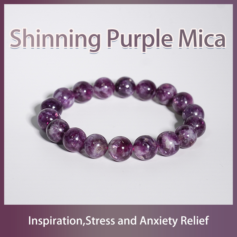 Shinning Purple Mica Healing Crystal Energy Souvenir Bracelet - Inspiration,Stress and Anxiety Relief
