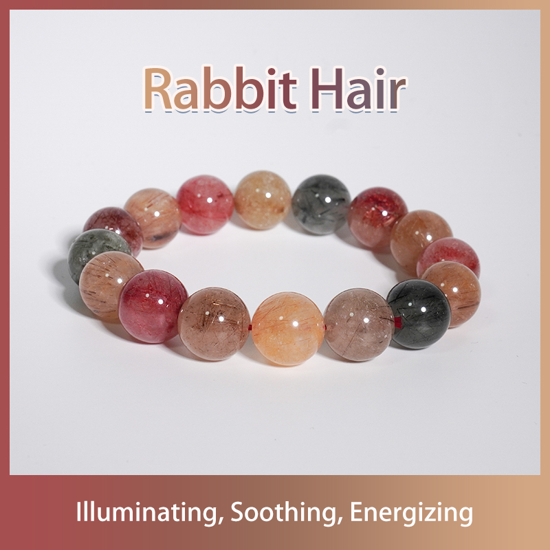HighlandCrystal Rabbit Hair Quartz Crystal Bracelets- Illuminating, Soothing, Energizing