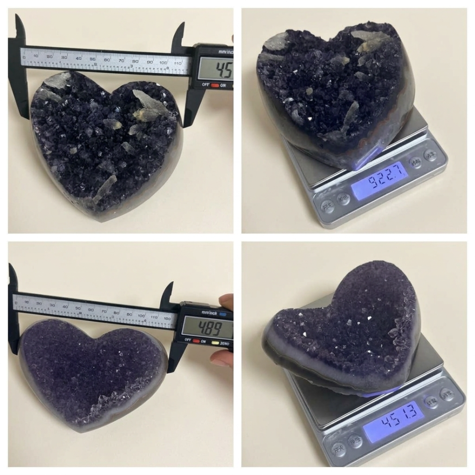Natural Amethyst Heart Cluster – Hand-Polished Purple Crystal Decor