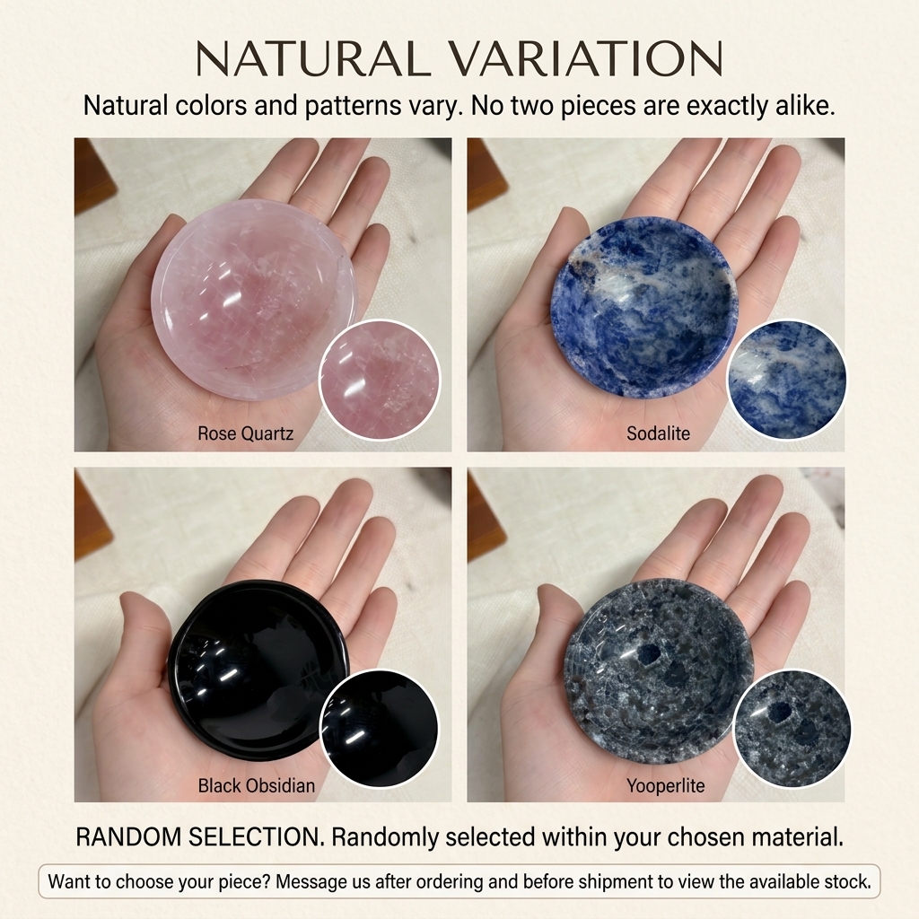 Handmade Gemstone Trinket Bowl – Yooperlite, Rose Quartz, Sodalite or Black Obsidian