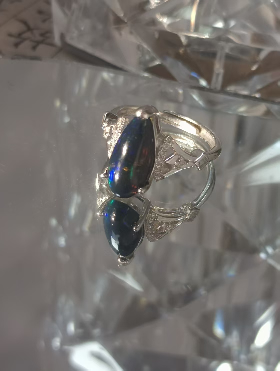 $48 RANGE CRYSTAL ADJUSTABLE RINGS WITH S925 STERLING STEEL