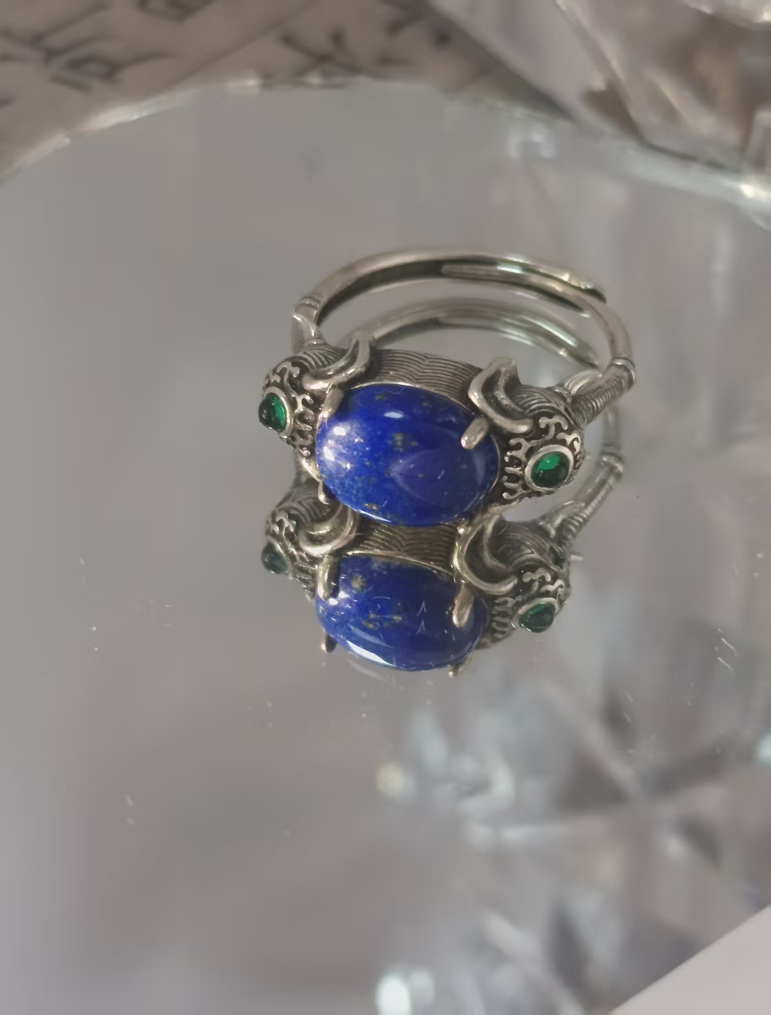 $20 RANGE CRYSTAL ADJUSTABLE RINGS WITH S925 STERLING STEEL