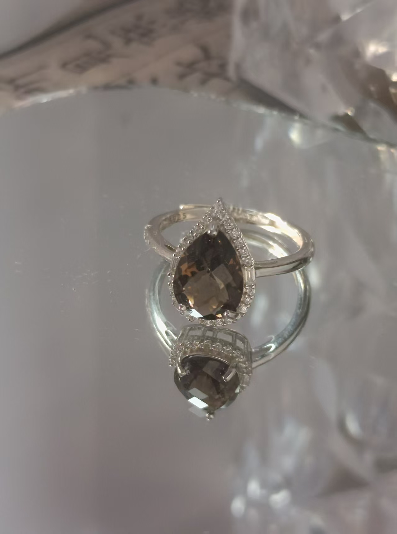 $20 RANGE CRYSTAL ADJUSTABLE RINGS WITH S925 STERLING STEEL