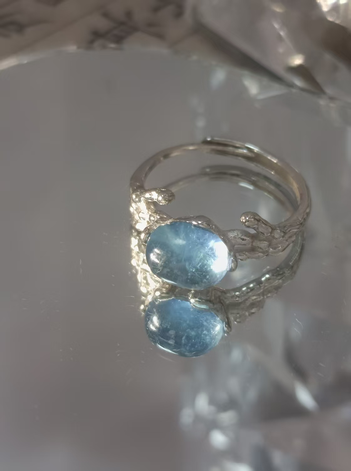 $20 RANGE CRYSTAL ADJUSTABLE RINGS WITH S925 STERLING STEEL