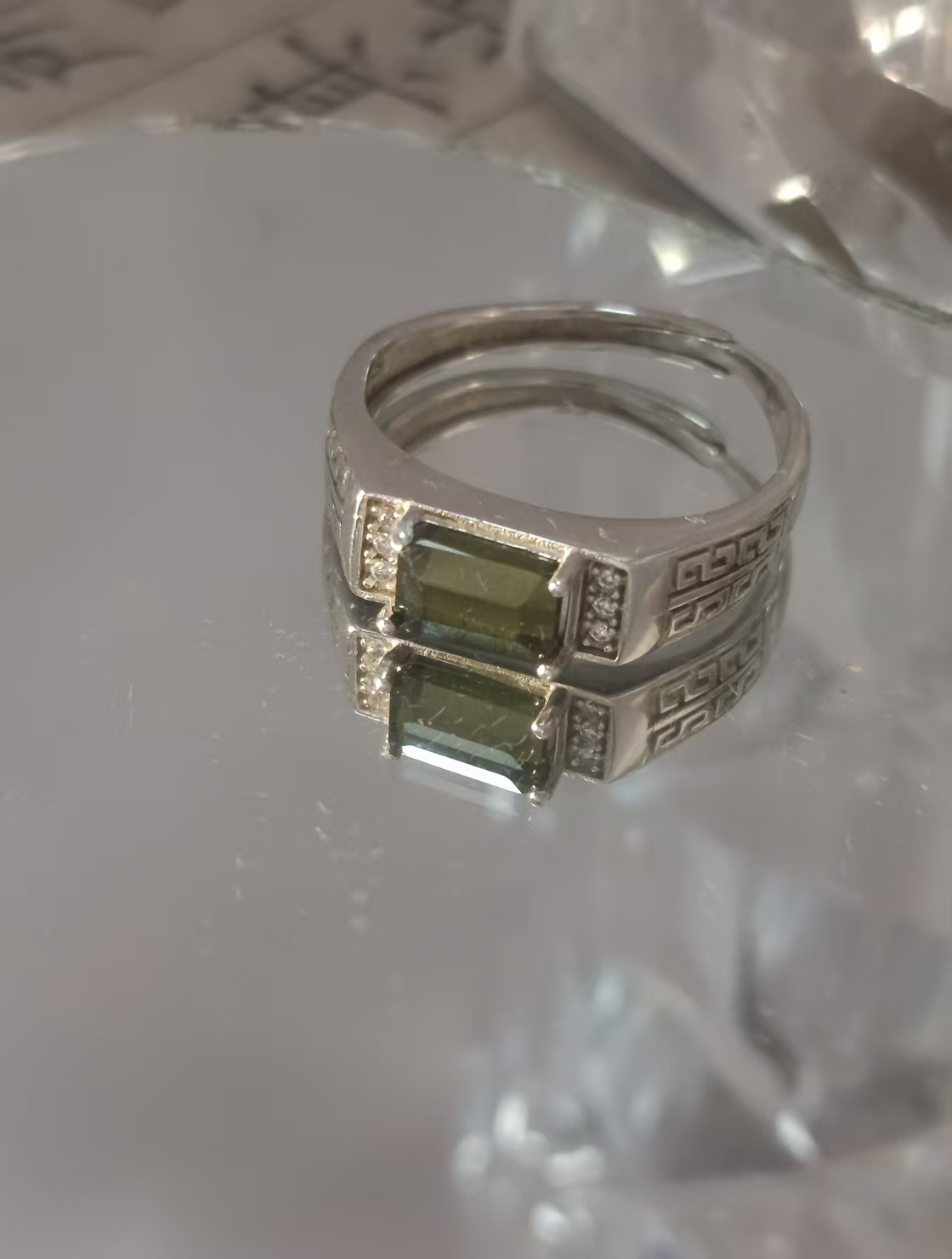 $20 RANGE CRYSTAL ADJUSTABLE RINGS WITH S925 STERLING STEEL