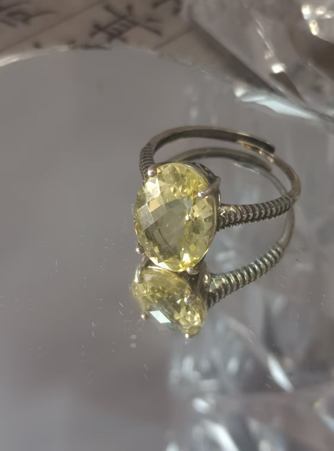 $20 RANGE CRYSTAL ADJUSTABLE RINGS WITH S925 STERLING STEEL