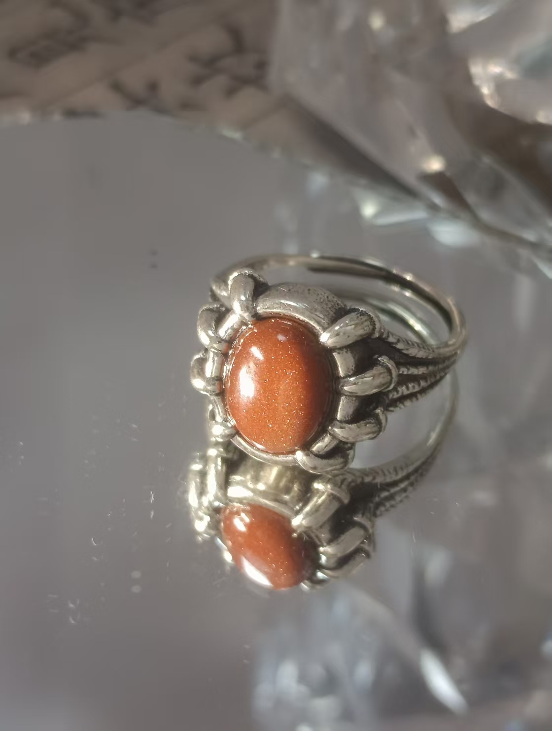 $30 RANGE CRYSTAL ADJUSTABLE RINGS WITH S925 STERLING STEEL