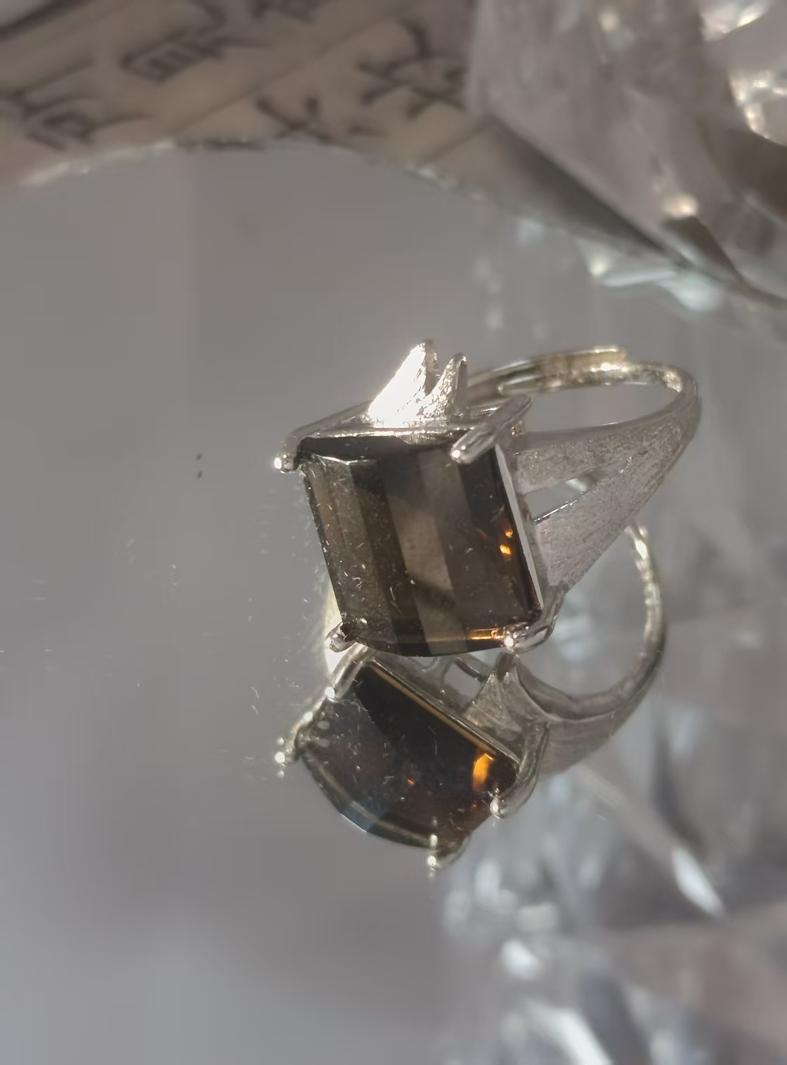 $35 RANGE CRYSTAL ADJUSTABLE RINGS WITH S925 STERLING STEEL