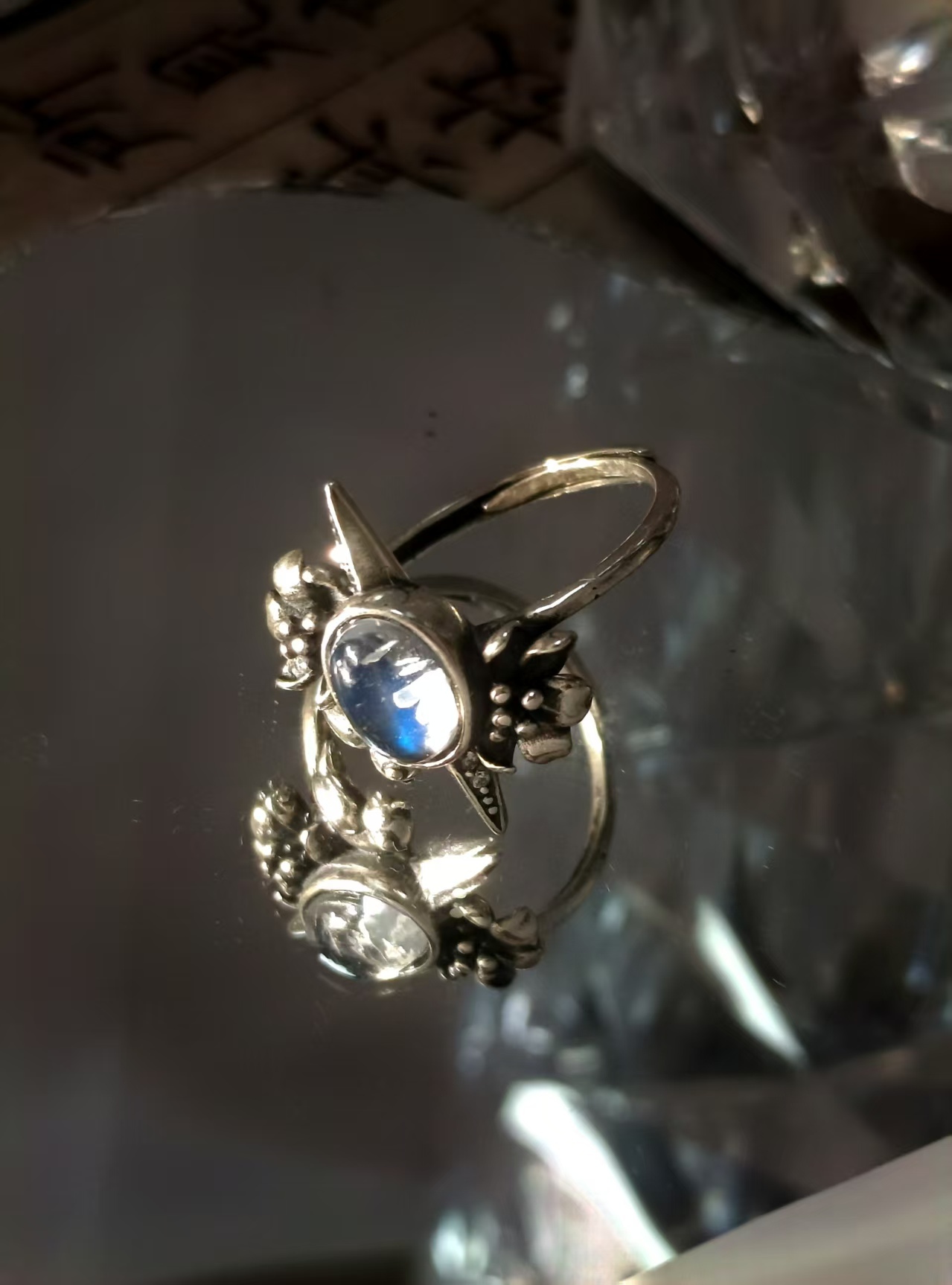 $30 RANGE CRYSTAL ADJUSTABLE RINGS WITH S925 STERLING STEEL