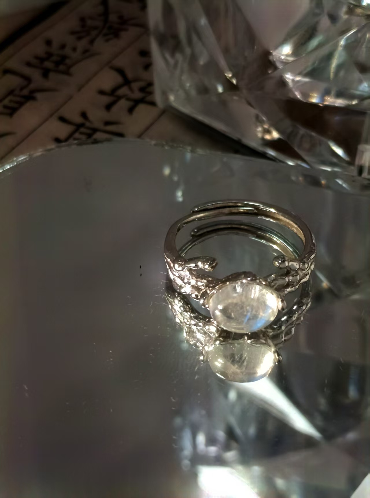 $30 RANGE CRYSTAL ADJUSTABLE RINGS WITH S925 STERLING STEEL
