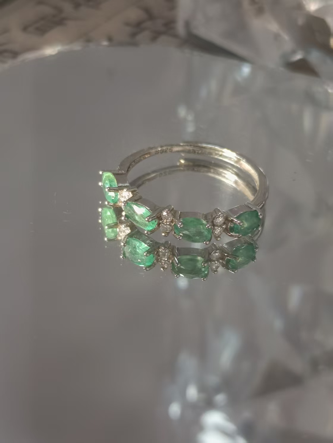 $35 RANGE CRYSTAL ADJUSTABLE RINGS WITH S925 STERLING STEEL