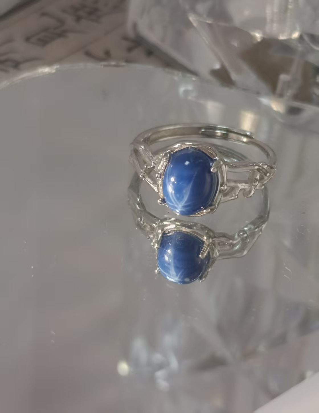 $20 RANGE CRYSTAL ADJUSTABLE RINGS WITH S925 STERLING STEEL