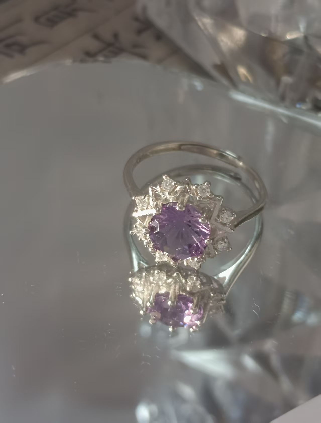 $20 RANGE CRYSTAL ADJUSTABLE RINGS WITH S925 STERLING STEEL