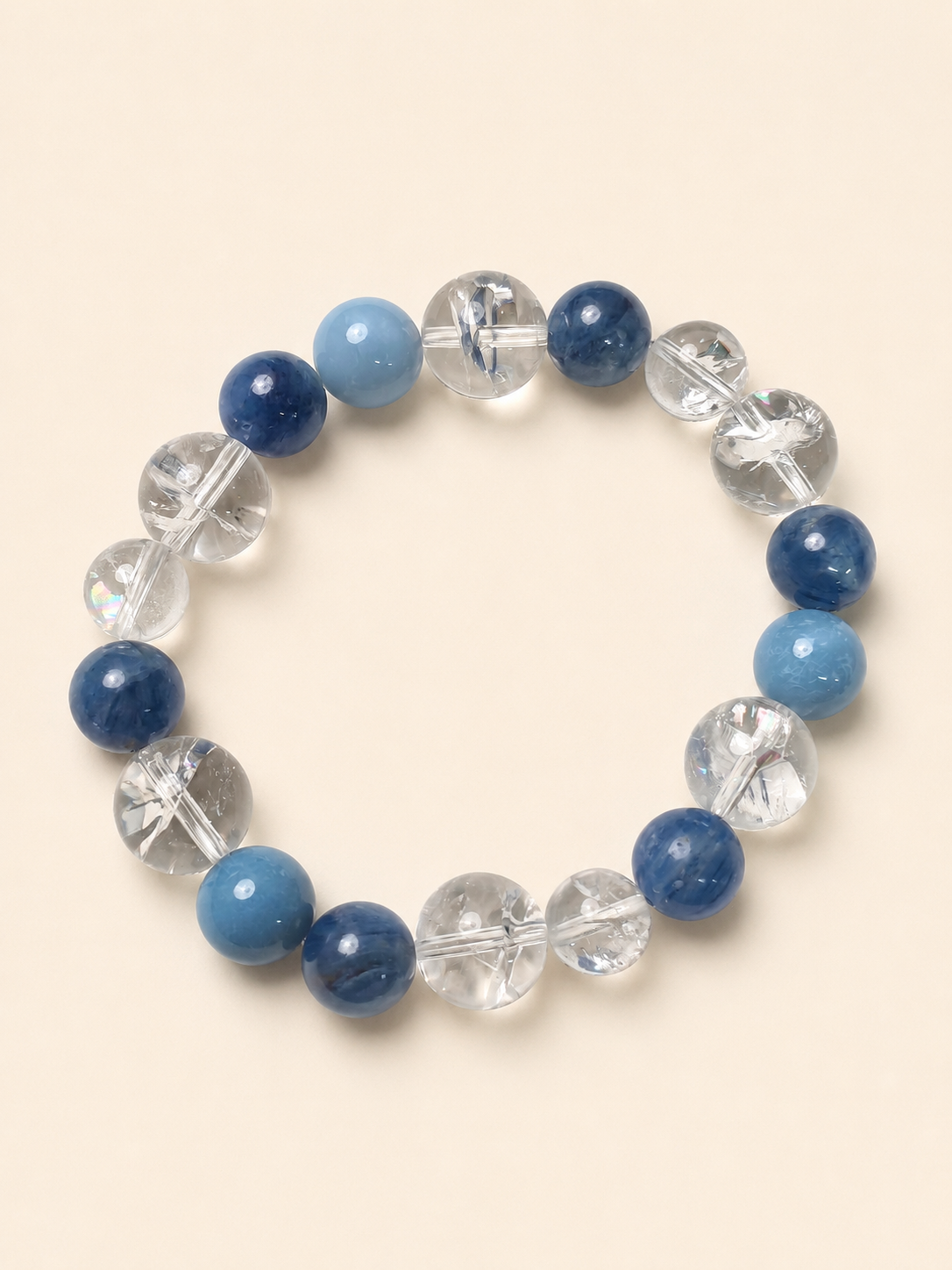 Sea Salt Sky Blue Kyanite, Blue Opal & Clear Quartz Bracelet