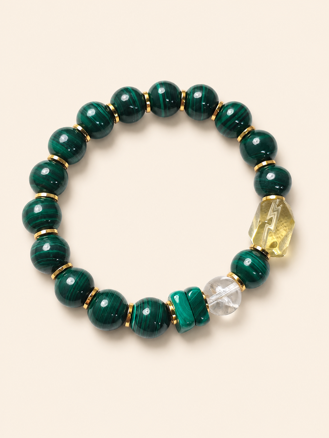 Metropolitan Green Malachite, Citrine & Clear Quartz Bracelet