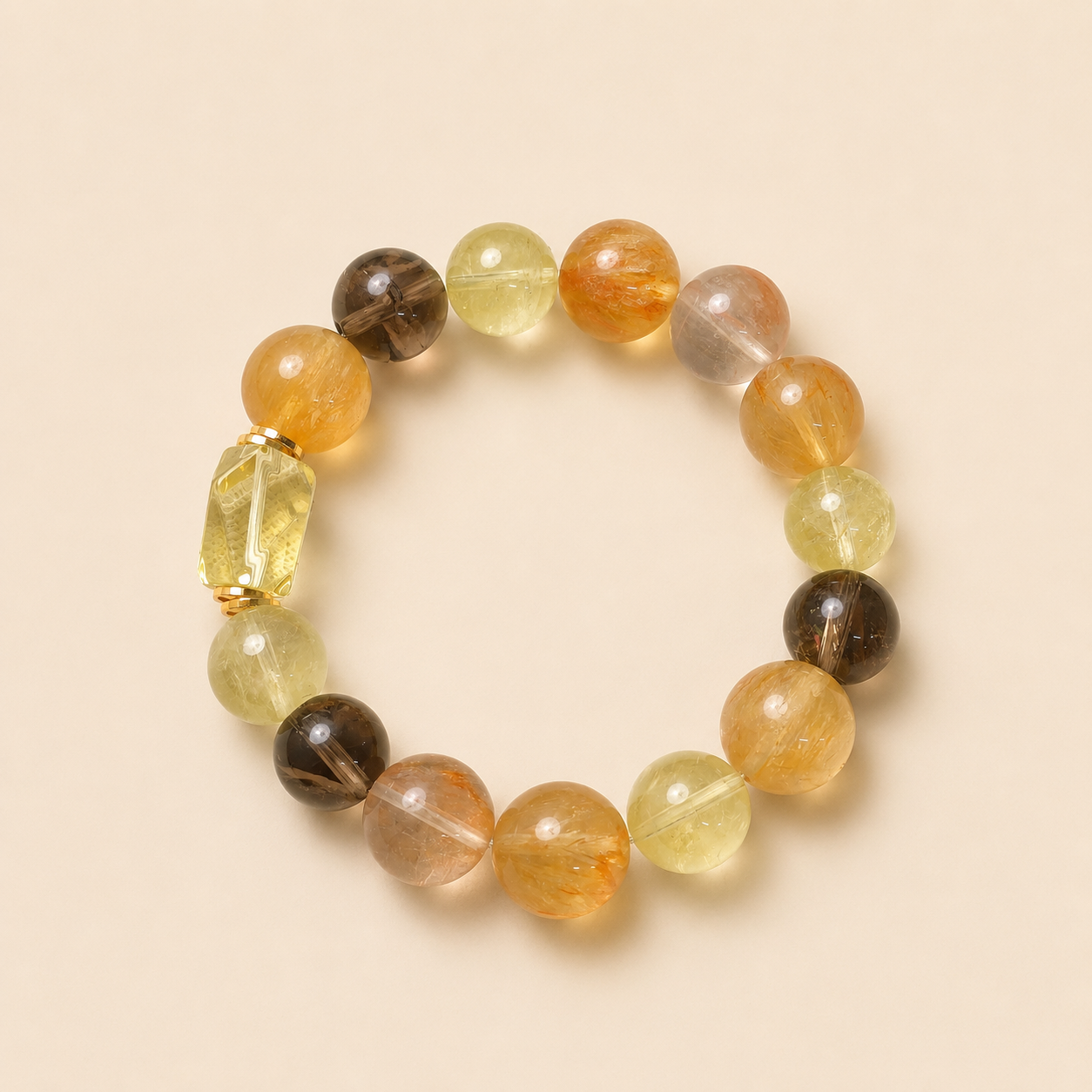 Gilded Riviera Citrine, Yellow Fluorite & Clear Quartz Bracelet