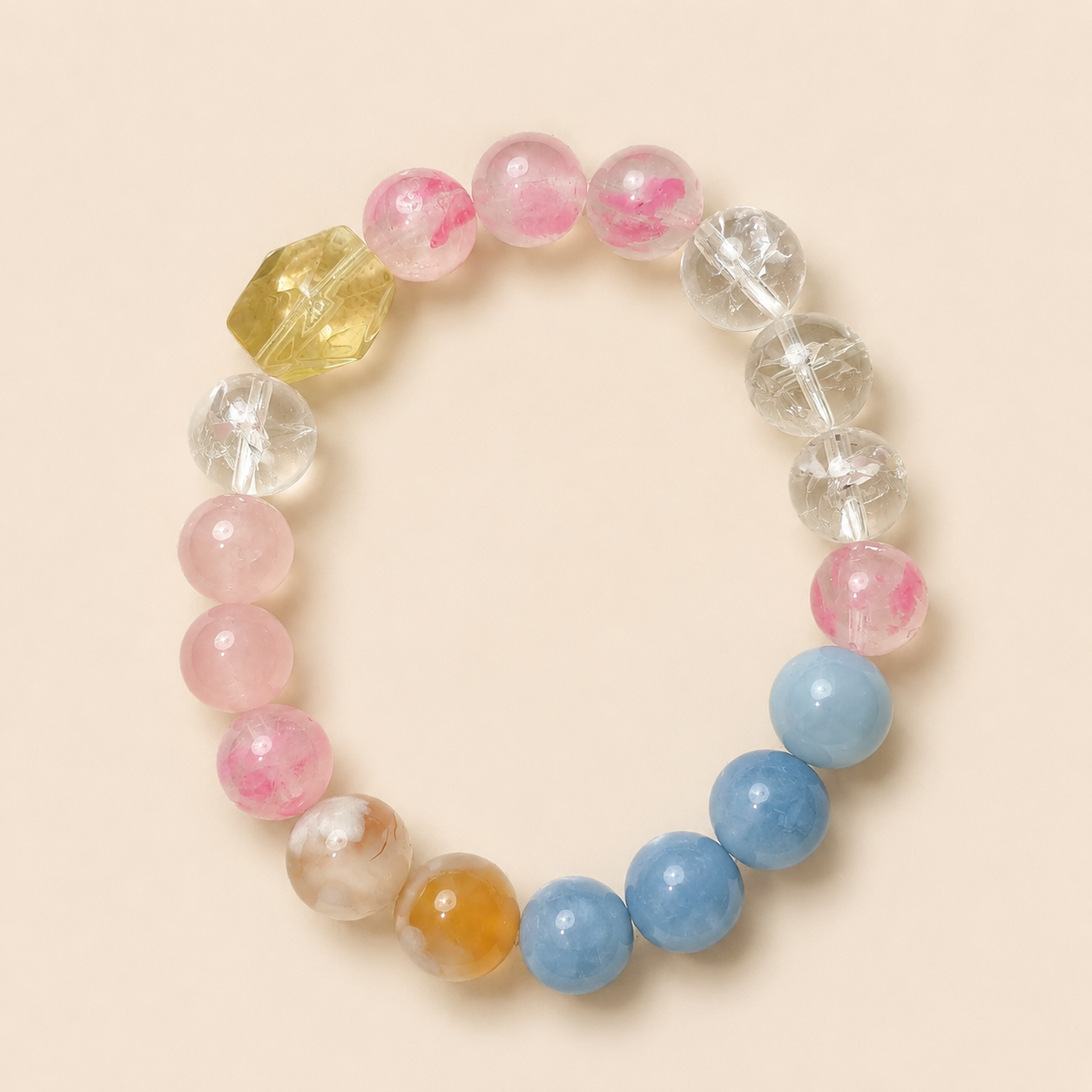First Blossom Rose Quartz, Blue Opal, Clear Quartz & Citrine Bracelet